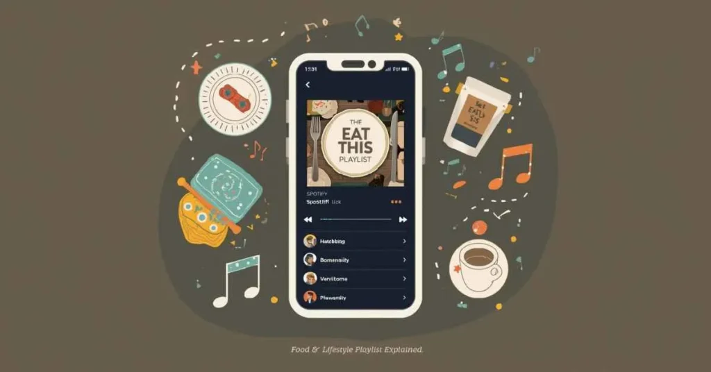 Spotify Eat This Playlist on phone with food and music icons