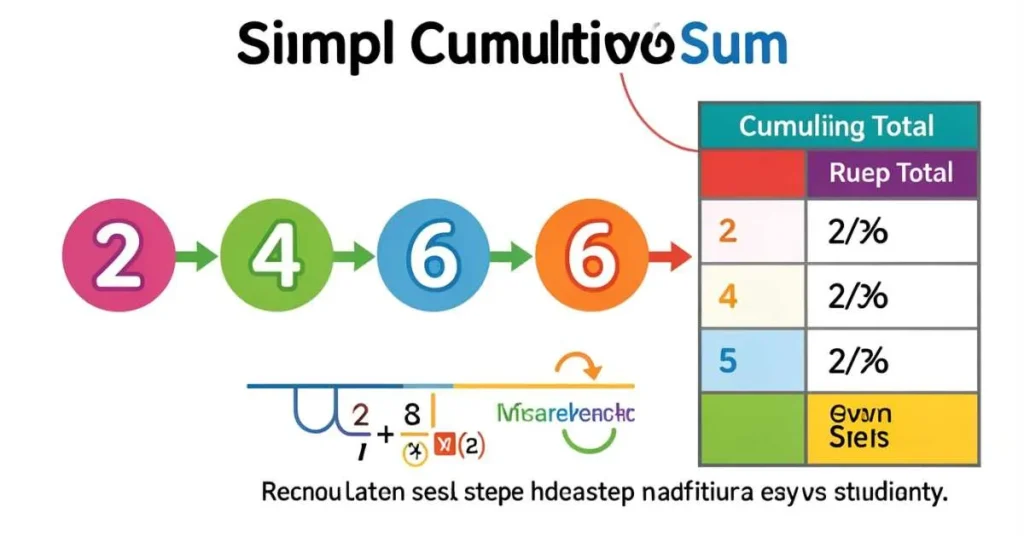 Cumulative sum example in math with step-by-step addition and running total