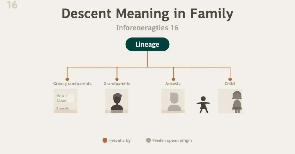 Infographic showing family descent meaning with a simple ancestry and lineage tree.