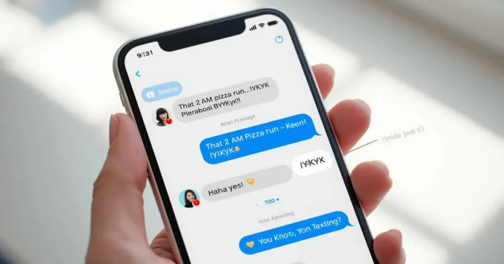 IYKYK meaning in text message conversation example