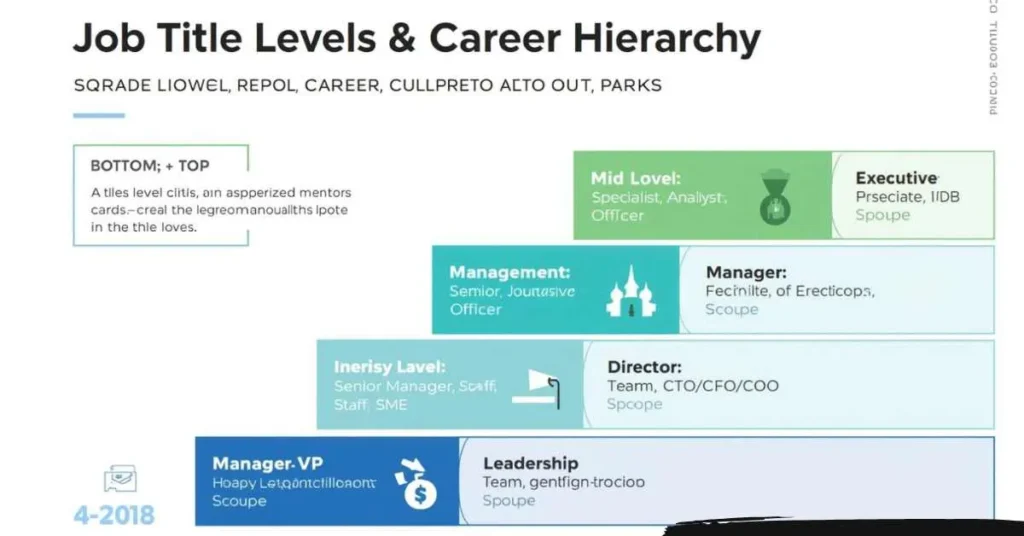 Job title levels chart showing entry, mid, senior, management, and leadership titles.