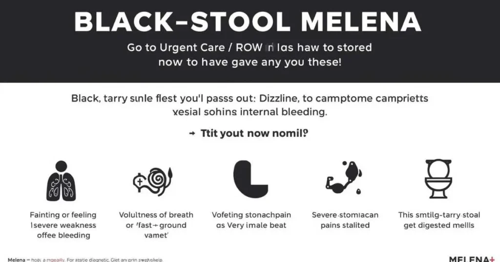 ER warning signs with black, tarry stool (melena) checklist