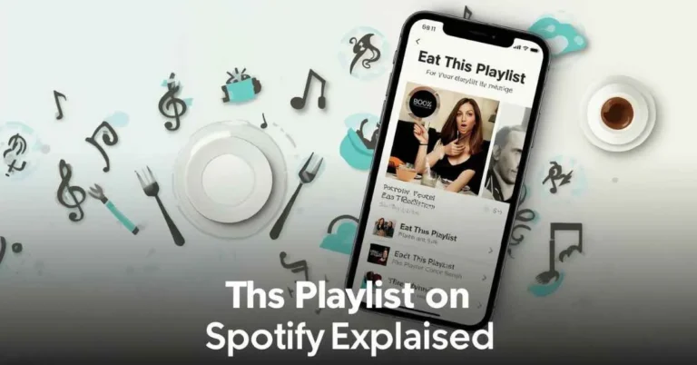 Spotify Eat This Playlist shown on phone with food and music icons