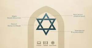 Star of David (Magen David) spiritual meaning with labels for protection and unity.