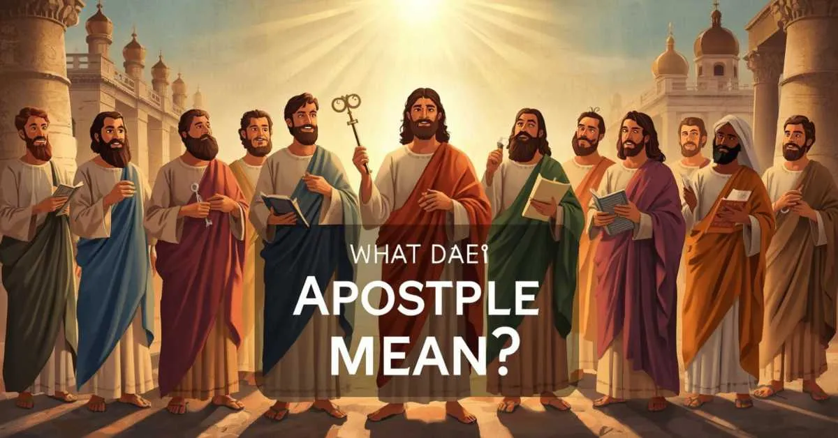 Illustration of the Twelve Apostles of Jesus Christ with Peter and Paul teaching, representing apostleship and Christian mission
