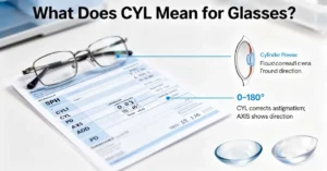 CYL meaning on glasses prescription with axis and astigmatism diagram