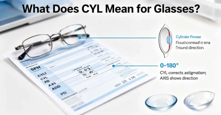 CYL meaning on glasses prescription with axis and astigmatism diagram