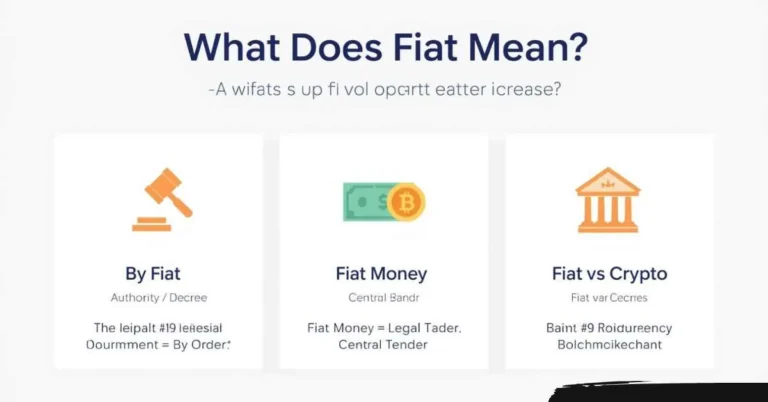 showing fiat meaning: by fiat order, fiat money legal tender, and fiat vs crypto.