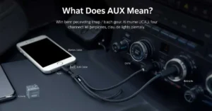 AUX cable connected to car stereo