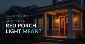 Red porch light on house