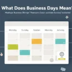 Calendar graphic highlighting Monday to Friday as business days with weekend and holiday markers.