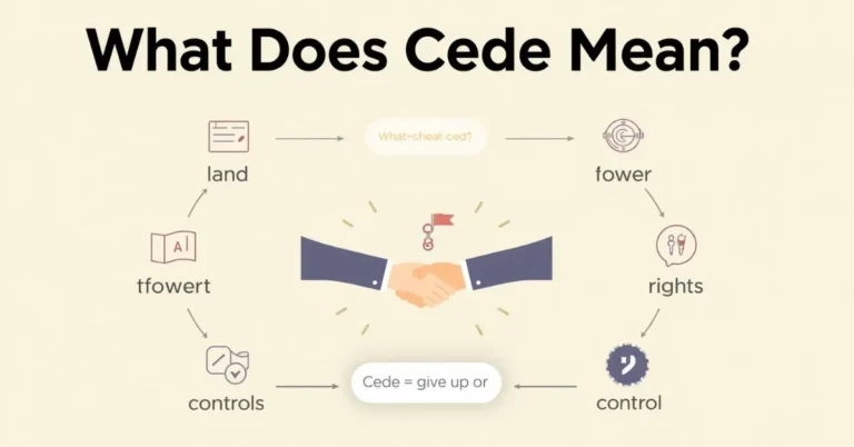 Cede meaning shown as a formal transfer of rights and control.