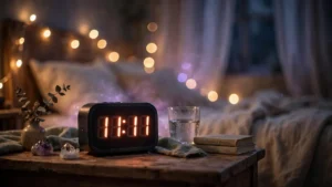Digital alarm clock showing 11:11 at night with mystical glow