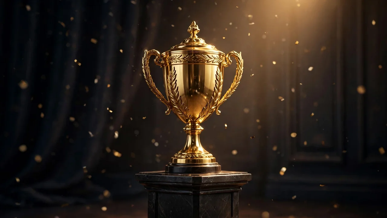 Golden trophy in spotlight - epitome meaning and definition