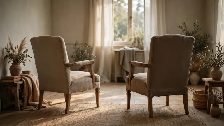 Two empty chairs facing away in a quiet room, symbolizing estrangement